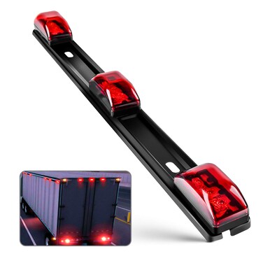 Nilight TL-11 1PC Red 9 LED ID Bar Marker Tail Black Stainless Steel Bracket for Truck Trailer Boat Identification Light