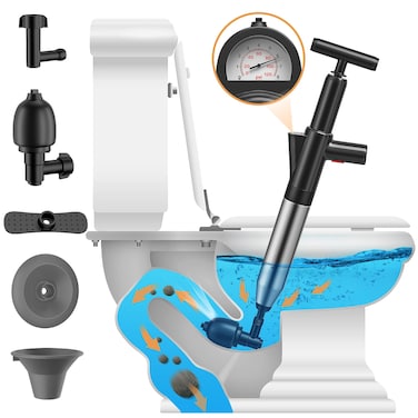 Toilet Plunger, High Pressure Air Drain Blaster Gun, Stainless Steel Air Plungers,Sink Plunger,Toilet Snake for Bathroom, Kitchen, Clogged Pipe.