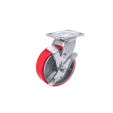 5"X 2" Heavy Duty Casters - Industrial Casters Polyurethane Caster with Strong Load-Bearing Capacity 1000 LB, Brake Caster, Widely Used in Furniture,WorkBrench,Tool Box(1 Brake)