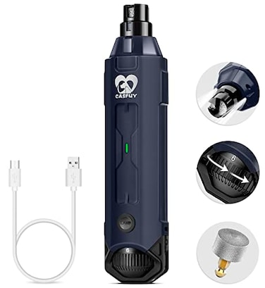 Casfuy 6-Speed Dog Nail Grinder - Newest Enhanced Pet Nail Grinder Super Quiet Rechargeable Electric Dog Nail Trimmer Painless Paws Grooming &amp; Smoothing Tool for Large Medium Small Dogs (Blue)