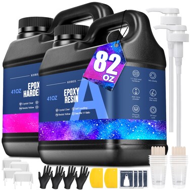KISREL Epoxy Resin 82OZ - Crystal Clear Epoxy Resin Kit - No Yellowing No Bubble Art Resin Casting Resin for Art Crafts, Jewelry Making, Wood &amp; Resin Molds(41OZ x 2)