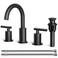 FORIOUS Matte Black Bathroom Faucets 3 Hole Widespread 8 in with Metal Pop Up Drain and cUPC Supply Line, 2 Handle Black Sink Faucet Bathroom Vanity with 360 Degree Rotating Spout for 6 to 12 in Sink