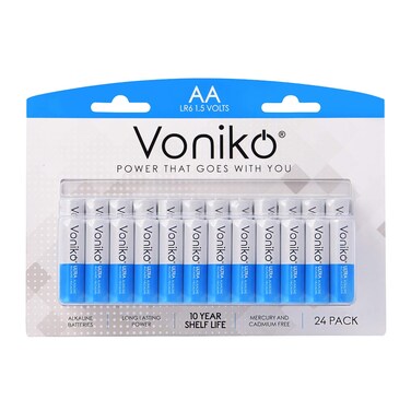 Voniko - Premium Grade AA Batteries - (24 Pack) - Alkaline Double A Battery - Ultra Long-Lasting, Leakproof 1.5v Batteries - 10-Year Shelf Life