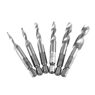 Spiral Flute Taps Screw Tap Drill Bits Spiral Flute Metric Taps Set High Speed Steel Hex Shank Combination 6pcs M3-M10 (HSS4341)