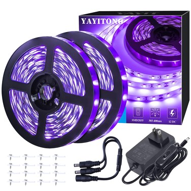 YAYIT 40 Foot Led Black Light Strip Kit, 720 Units Led, 12V Flexible Blacklight Fixtures, Non-Waterproof