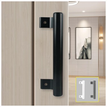 KAFENDA 8 inch Aluminum Alloy Sliding Door Handle Balcony Glass Door Handle Bathroom Cabinet Door Handle Garden Door Handle Warehouse Door Modern Metal Handle (Black)