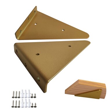 Shelf Brackets 7 inch Shelf Triangle Brackets, Heavy Duty Metal Bracket,for Backdrop Decor Such as Planter Shelves, Bookshelves, Display Stands, Laminate Stands. 2 Pieces Gold