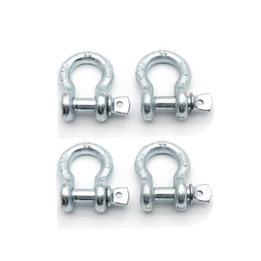 WANLIAN D Ring Shackles, 3/8 Inch,Silvery, Heavy Duty Forged with 1 Ton Capacity. (4 Pack)