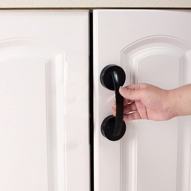 KAFENDA Large Sliding Glass Door Sticky Suction Cup Door Handle Seamless Sliding Door Suction Cup Travel Door Handle Set (Large Black)