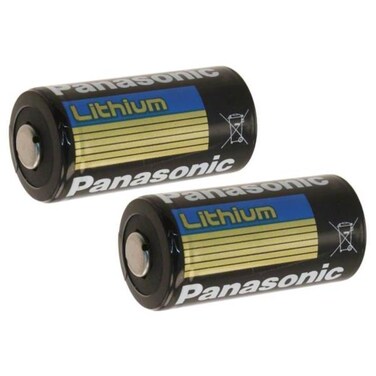 Panasonic BAT002 x 2 CR123A Lithium 3V Photo Lithium Batteries, 0.67" Dia x 1.36" H (17.0 mm x 34.5 mm), Black, Gold, Blue (Pack of 2)