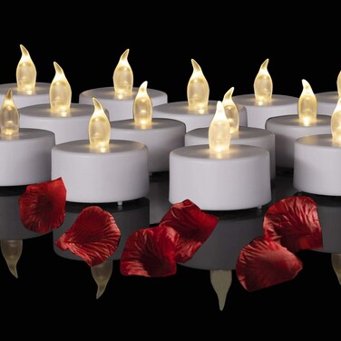 Battery Operated LED Tea Lights: 24PACK Flameless Votive Candles Lamp Realistic and Bright Flickering Holiday Gift Long Lasting 150Hours for Seasonal &amp; Festival Celebration Warm White