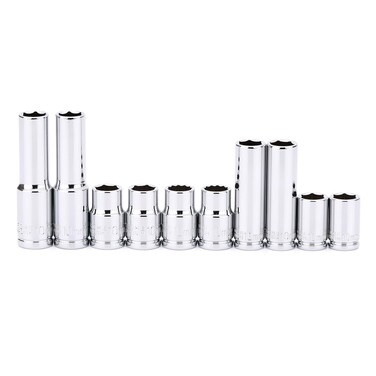 CASOMAN 10Piece Impact Socket Set, 1/4" &amp; 3/8" Drive, Deep &amp; Shallow, 10mm, Metric, Mirror Chrome Finish