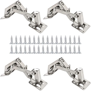 4 Piece Hidden 170 Degree High Angle Door Hinge Kitchen Hinge Adjustable 130-170 Degree Trenchless Cabinet Door Hinge Easy Installation Hydraulic Adjustable Installation Hinge Soft Close