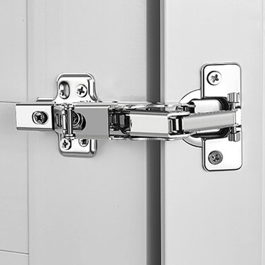 165 Degree Hinges Frameless Cabinet Hinges Hydraulically Adjustable Mounting Hidden Hinges Soft Closing Nickel Plated Steel Cushion Dampers for Wardrobes, 1 Pair (Full Coverage)