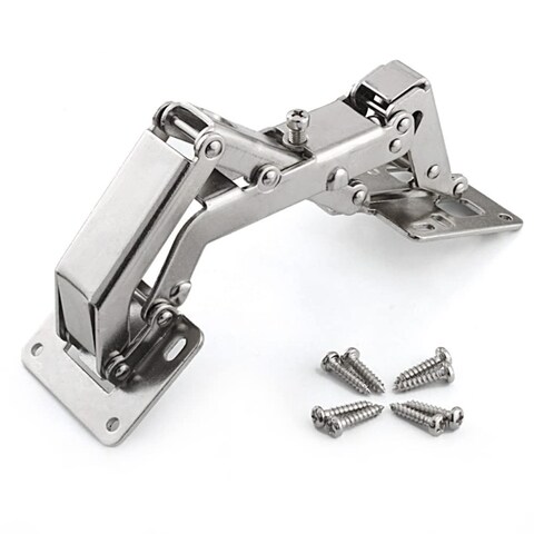 170 Degree Hinges Frameless Cabinet Door Hinges Hidden Hydraulic Adjustable Mounting Hinges Soft Closing Stainless Steel Buffer Damping Wardrobe, 1 Pair (Full Coverage)
