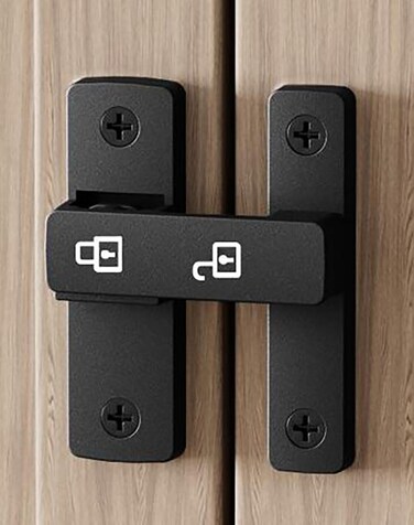 Sliding Door Lock bar barn Door Latch Hook-and-Eye Buckle Wooden Fence Door Lock Black Door Latch Lock Ship Window Lock Door latches Internal (Black)