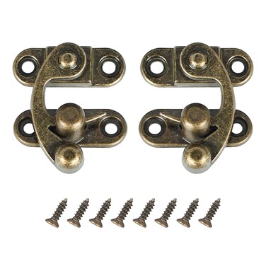 KAFENDA Left &amp; Right Latch Hook Hasp Thickened Solid Jewelry Box Latch Zinc Alloy Vintage Style Small Eye Hook (1 Pair Bronze)