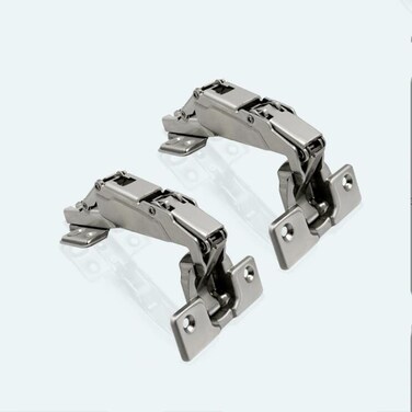 180 Degree Hinges Frameless Cabinet Doors Hinges Concealed Hydraulic Adjustable Mounting Hinges Soft Closing Nickel-Plated Steel Buffer Dampers for Wardrobe,1 Pair (Full Overlay)