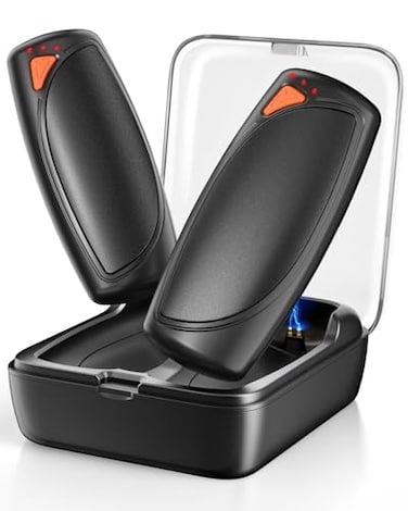 Hand Warmers Rechargeable with Charge Case, 2 Packs 14,000mAh Electric Hand Warmer Battery Powered Dual Sided Reusable Long Battery Life Portable Pocket Heater Gifts for Men Women Golf, Hunting Gear