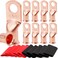 TKDMR 10pcs 1/0 AWG-3/8 Battery Lugs,Heavy Duty Wire Lugs,Ring Terminals,Battery Cable Ends,0 Guage terminals,Battery Terminal Connectors with 10pcs 3:1 Heat Shrink Tubing