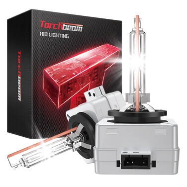 Torchbeam D3S HID Bulbs, 6000K Cool White, High/Low Beam, Xenon Bulbs with Metal Stents Base, for 12V Car, Pack of 2