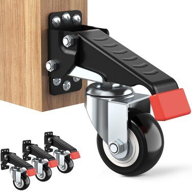 SPACEKEEPER Workbench Casters kit 660 Lbs - Retractable Casters Heavy Duty Bench Caster Wheels Designed for Workbenches Machinery &amp; Tables, 4 Pack