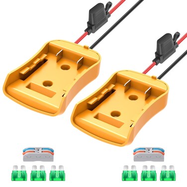 2 Packs Power Wheel Adapter for Dewalt 20V Battery Adapter Power Wheels Battery Converter Kit with Fuses &amp; Wire Terminals, 12AWG Wire, Power Connector for DIY Rc Car Toys, Robotics and Rc Truck