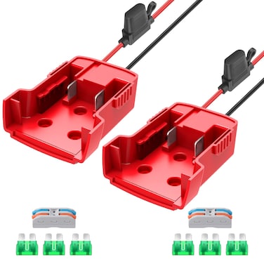 2 Packs Power Wheel Adapter for Milwaukee M18 Battery Adapter 18V Power Wheels Battery Converter with Fuses &amp; Wire Terminals, 12AWG Wire, Power Connector for DIY Rc Car Toys, Robotics and Rc Truck