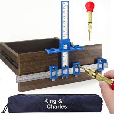 King&amp;Charles Cabinet Hardware Jig, Cabinet Handle Jig with Automatic Center Punch, Cabinet Jig for Handles and Pulls on Drawers/Cabinets, Cabinet Hardware Template Tool Perfect Set.