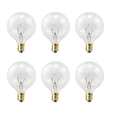 ETwinCoo Wax Warmer Light Bulbs, G50 25 Watt for Full Size Scentsy Warmers, G16.5 Globe E12 Base Clear - Long Life-Span and Melt Wax Fast, 120 Volt (6 Pack)