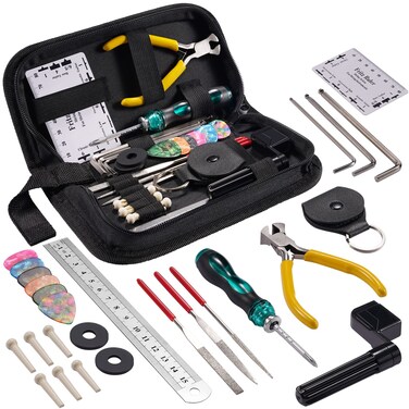31Pcs Guitar Tool Kit, POGOLAB Guitar Repair Kit, Luthier Tools, Guitar Winder, Guitar Setup Kit for Guitar Ukulele Bass Mandolin Banjo
