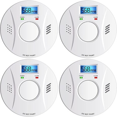Smoke Detector and Carbon Monoxide Detector Co2 Detector Battery Powered with Test/Reset Button 4 Pack