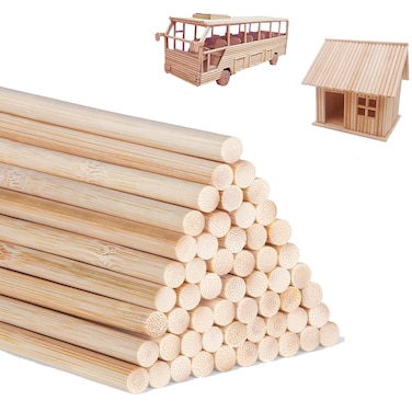 DaTpuik 25PCS Dowel Rods Wood Sticks Wooden Dowel Rods - 1/4 x 12 Inch Unfinished Bamboo Sticks - for Crafts and DIYers