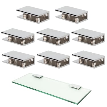 WANLIAN Glass Shelf Brackets Heavy Duty Glass Clamps Wall-Mounted Glass Shelf Holder Polished Chrome for 3/8 Inch (3/8 inch 8pcs)