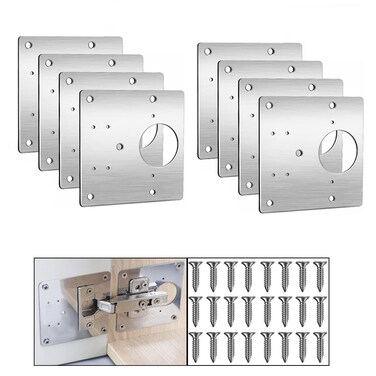 Hinge Repair Cabinet Hinge Repair Plate Kit with Hole,Hinge Repair for Cabinet Door,Hinge Repair Brackets,Fix The Hinged Stainless Steel Door Panels,for Wood, Furniture, Shelves, Cabinet