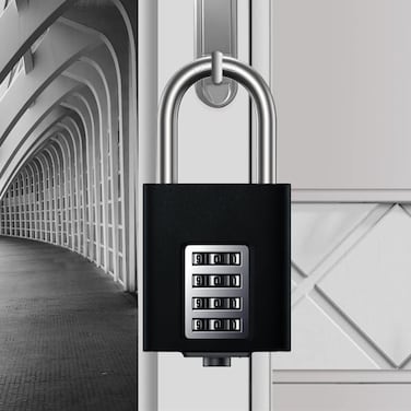 Padlock, Combination Lock, 4 Position Combination Padlock, Long Shackle Padlock for Outdoor, School, Gym, Sports Locker, Fence,