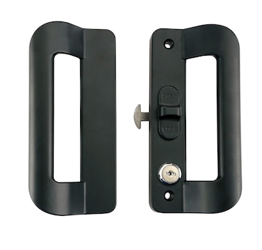 WANLIAN Patio Door Handle,Aluminum Alloy Sliding Door Handle Set,with Key Glass Door knob,Replacement Part Patio Sliding Door, for Framed Patio/Balcony/Kitchen Sliding Door Side Right (Black)