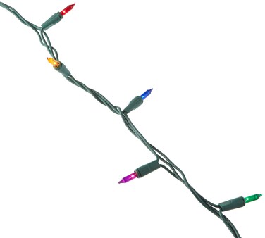 GE miniature lights String-A-Long 100-Light Green Wire MultiColor String Light