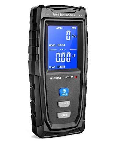 ERICKHILL EMF Meter, Rechargeable Digital Electromagnetic Field Radiation Detector Hand-held Digital LCD EMF Detector, Great Tester for Home EMF Inspections, Office, Outdoor and Ghost Hunting(Blue)