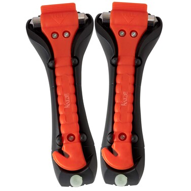 Katzco Auto Emergency Hammer - 2 Pack - 11.5 Inches - for Car Safety, Escape Tool, Glass Window Breaker, Seatbelt Cutter, Multipurpose Survival Kit, and More