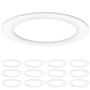 Sunco 12 Pack Goof Rings for Recessed Light Fixture Living Room Can Light Goof Trim Ring, Outer Diameter 8.6-inch, Inner Diameter 6.2-inch, Matte Finish, Flush Mount, 5-6 Inch, White