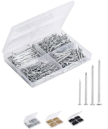Mr. Pen- Nail Assortment Kit, 600 Pcs, 4 Sizes, Silver, Small Nails for Hanging Pictures, Finishing Nails, Gold Wall Nails for Hanging, Pin Nails, Hardware Nails, Assorted Nails, Galvanized Nails