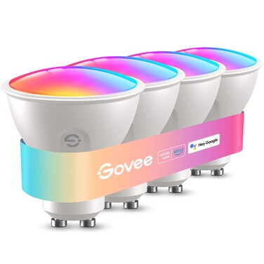 Govee GU10 LED Bulb, Smart GU10 Light Bulbs, Dimmable Color Changing Light Bulbs, 85 Dynamic Scenes, WiFi &amp; Bluetooth LED Bulbs Work with Alexa, Google Assistant, Syncs with Music, 4 Pack