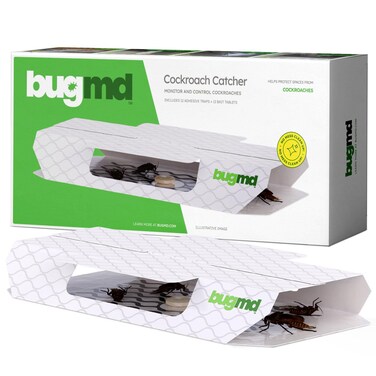 BugMD Indoor Cockroach Killer &amp; Roach Trap - Sticky Insect, Spider, Cricket Control for Home - Glue Traps Pest Defense, 12 Pack Sticky Bug Solution