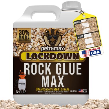 PetraMax Rock Glue for Landscaping, Rock Glue for Pea Gravel &amp; Pea Gravel Glue, Landscape Rock Glue &amp; Gravel Binder, Glue for Landscape, Small Pebble Glue, Mulch Glue Binder, Landscape Lock - 32oz
