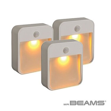 Beams MB720A 20 Lumen Amber LED Sleep Friendly Wireless Battery Powered Motion Sensing Nightlight, 3-Pack, White