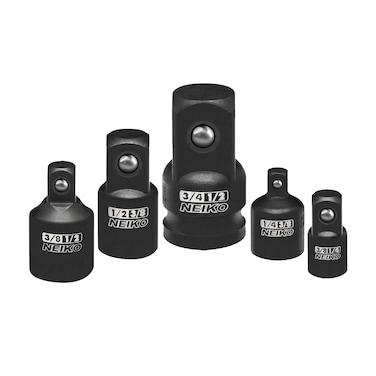 NEIKO 30249A 5 Piece Impact Socket Adapter Set, Standard SAE, 1/4, 3/8, 1/2" Cr-V Steel Impact Driver &amp; Wrench Conversion Kit Socket Reducer, Locking Socket Adapter Set