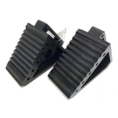 MAXXHAUL 70472 Solid Rubber Heavy Duty Black Wheel Chock 2-Pack, 8" x 4" x 6