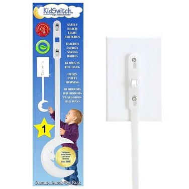 Kidswitch Light Switch Extender for Kids (1 Pack, Original Half Moon) - Award Winning, Easy Grab Handle, Glow-in-The-Dark