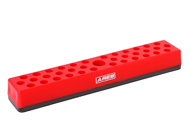 ARES 60011 - Red 37 Hole Hex Bit Organizer with Strong Magnetic Base - Keep Your Favorite Specialty, Drill, Tamper &amp; Quick Change Bits Conveniently Organized and Accessible